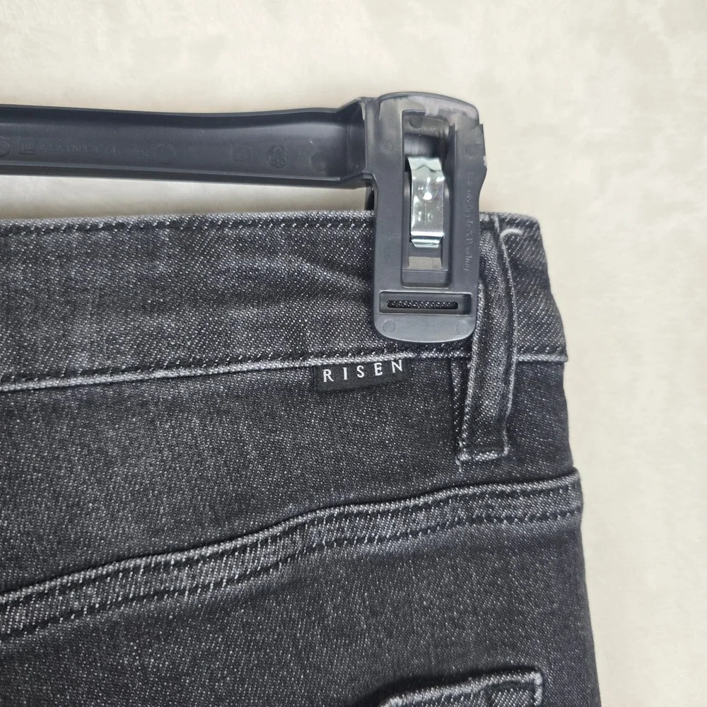 Risen Jeans Womens Washed Black High Rise Wide Leg Frayed Hem Denim RDP1025 3/26
